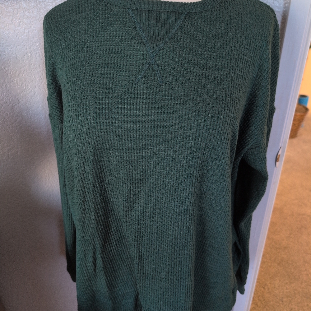 American Eagle Teal Waffle Knit Top